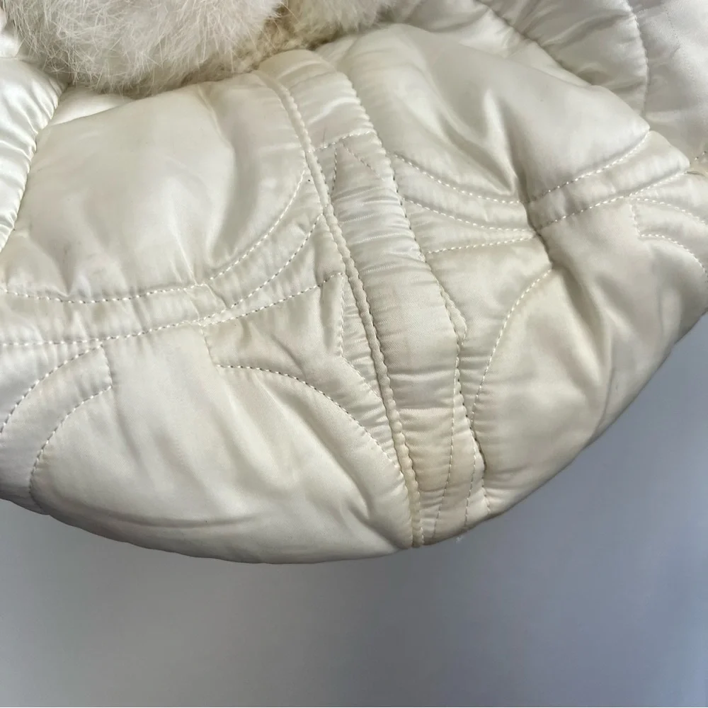 VINTAGE COACH White Fur Trimmed Nylon and Leather SoHo Bag 🤍✨ *rare*